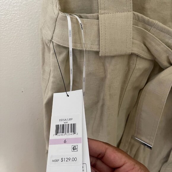 DKNY Beige Sleeveless Linen-Blend Midi Dress - Picture 3 of 4